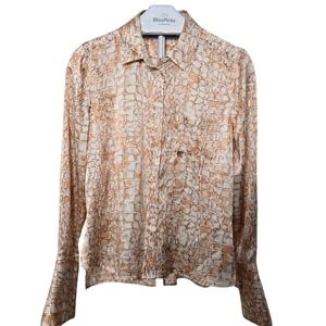 Equipment Huntley Silk Blouse S Rose Crocodile Print Quiet Luxury Button Up
